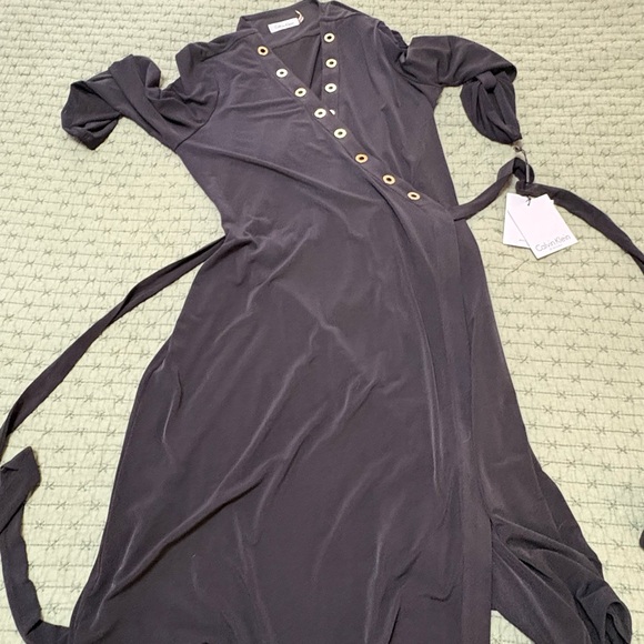 Calvin Klein Dresses & Skirts - Calvin Klein Black Eyelet Wrap Maxi Dress